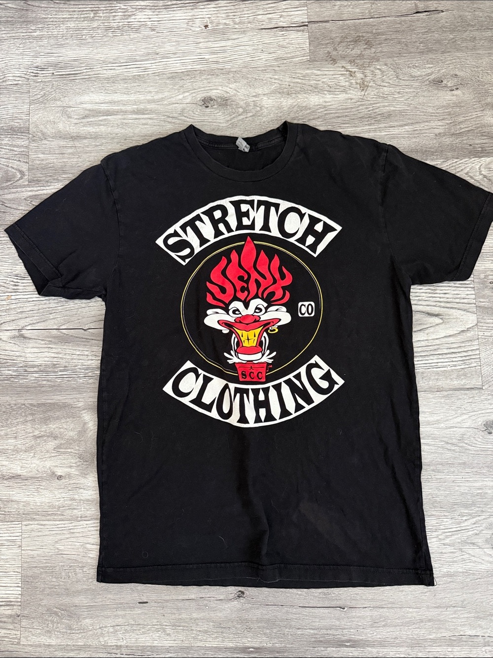 Next Level Apparel Black Tee with Red Flame Graphic